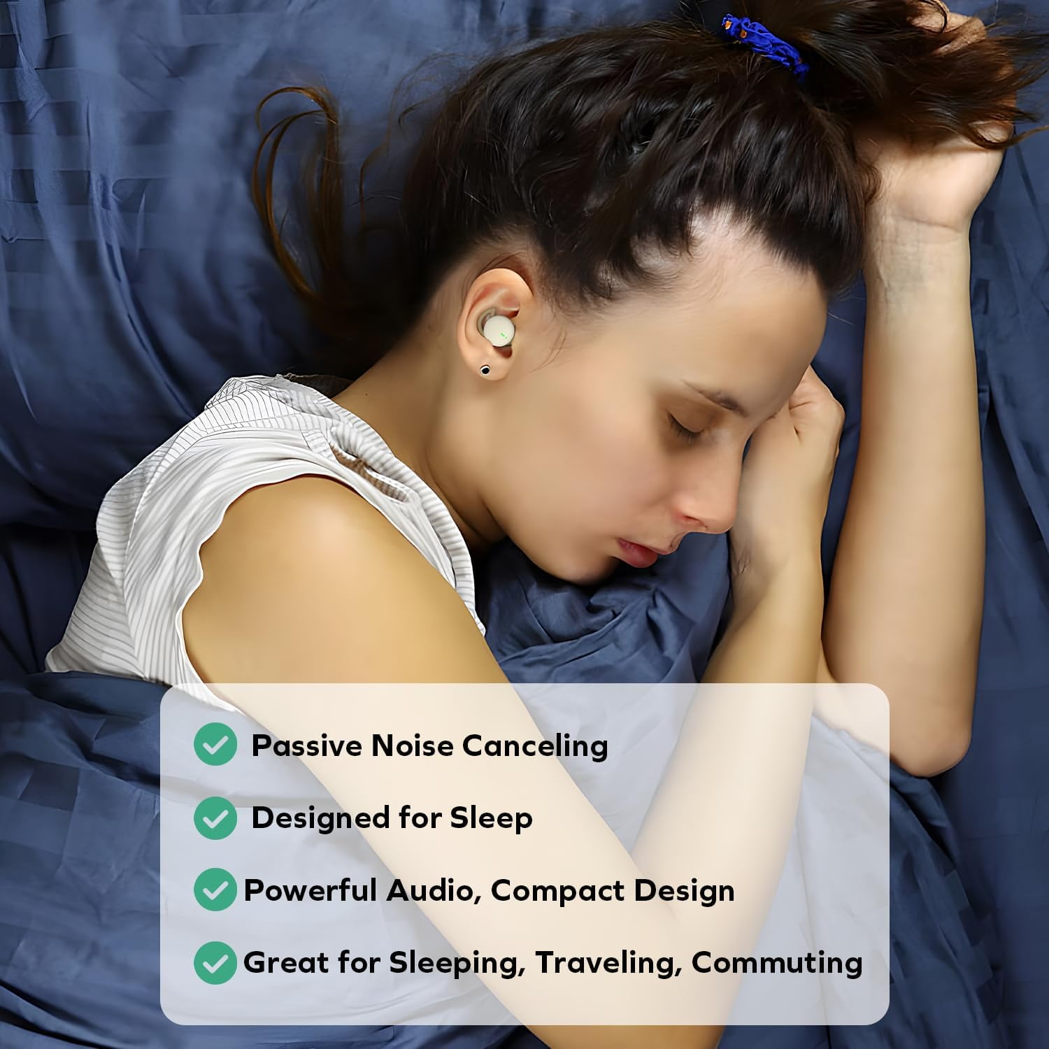 COBY Sleep Wireless Earbuds, Bluetooth 5.3 Noise Cancelling Earbuds with Charging Case, Beige