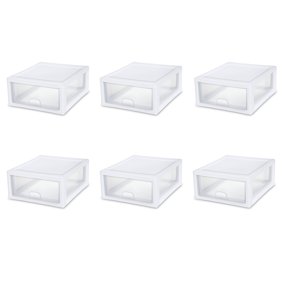 Iris Usa Plastic Shallow Box Chest With Drawer 4 Pack Gray