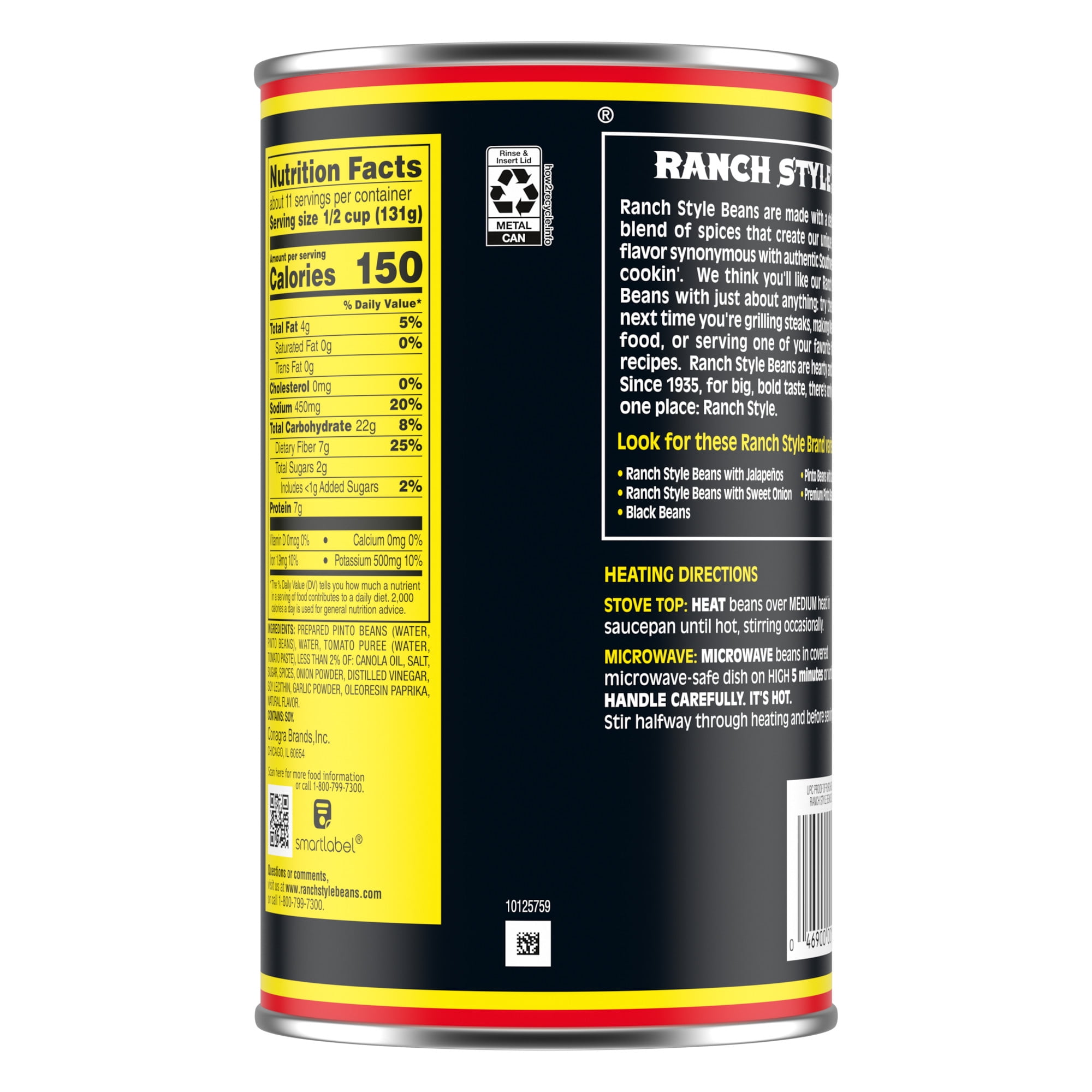 (3 pack) Ranch Style Beans, Canned Beans, 52 oz.