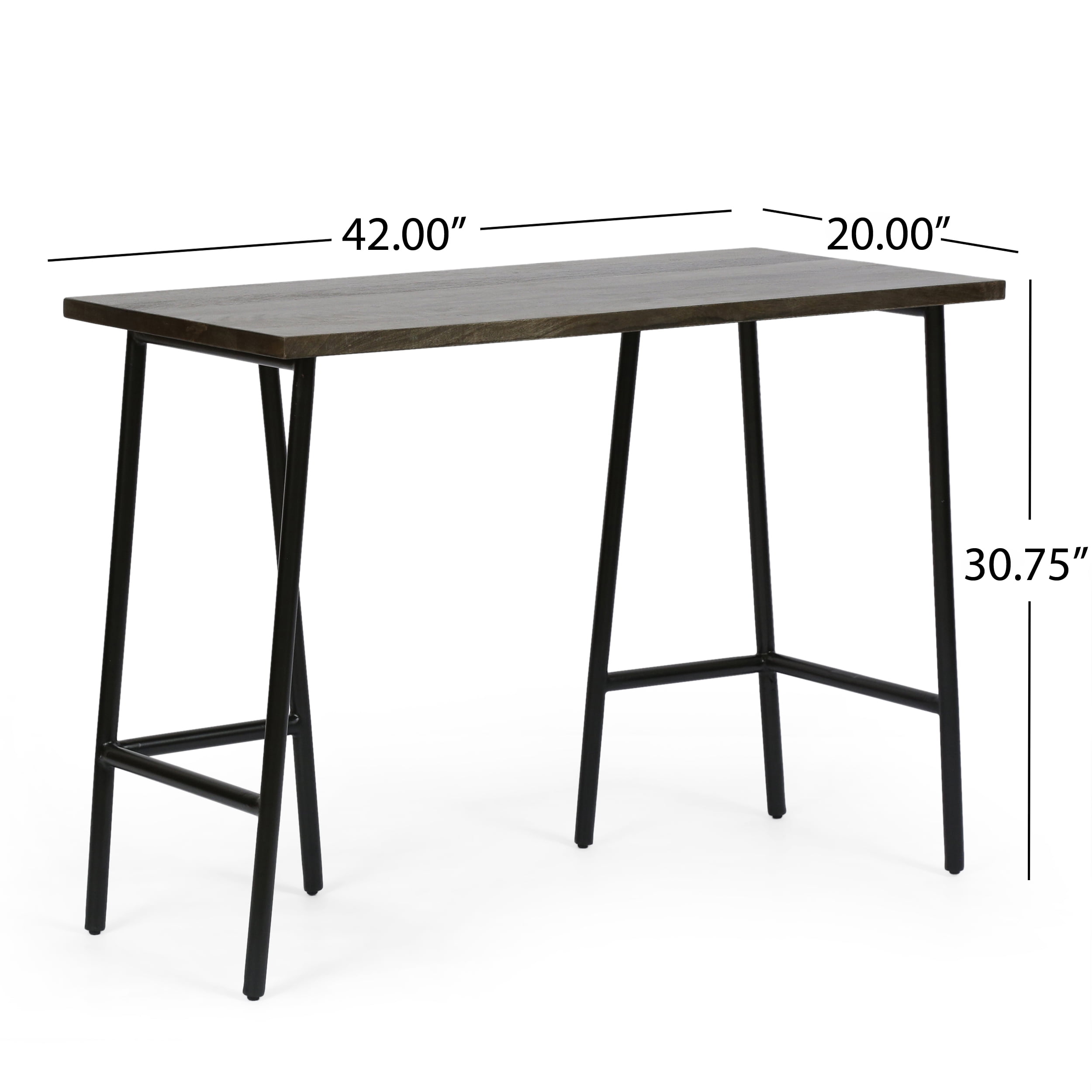 Noble House Medway Modern Industrial Handmade Mango Wood Console Table, Brown and Matte Black