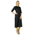 thumbnail image 2 of Bimba Women Chic Style custom Kurta Black Printed Top Tunic Boho 3/4 Sleeve, 2 of 4