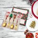 thumbnail image 1 of Juego de cucharas navideñas, linda cuchara de muñeco de nieve, cuchara de postre navideña, tenedor, cubiertos de regalo, 1 of 6