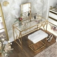 thumbnail image 5 of Denhour DH LUX Glam Glass Vanity Table and Stool Set by  Chrome Chrome Finish, 5 of 5