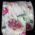 thumbnail image 2 of The Ribbon People Ivory and Gold Mozart Roses Wire Edged Craft Ribbon 4" x 20 Yards, 2 of 2