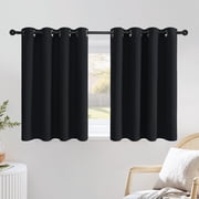 NICETOWN Blackout Curtains for Kitchen, Room Darkening Thermal Insulated Curtains Noise Reducing Privacy Grommet Drapes for Bedroom, 52"x36", Black, 2 Panels