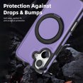 thumbnail image 7 of Magnetic Case for iPhone 17, Wireless Charging, Rotatable Ring Holder Stand Military Grade Shockproof Protection Classic PU Leather Phone Cover for iPhone 17, Purple, 7 of 7