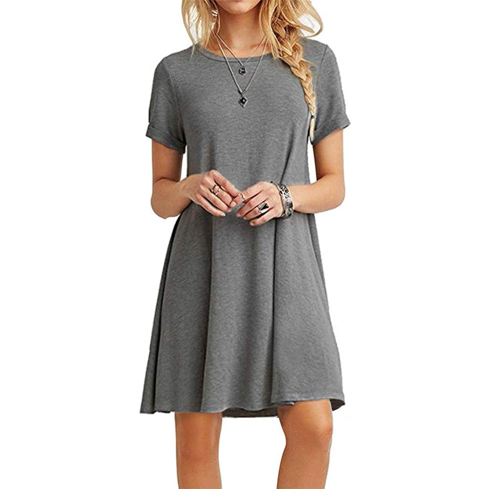 Namato Women's Casual Dress Short Sleeves Knit T Shirt Swing Dress