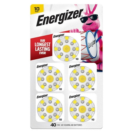 Energizer EZ Turn & Lock Hearing Aid Batteries, Size 10, 40-Pack