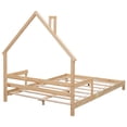 thumbnail image 6 of Miniyam Full Size Floor Bed with Handrails & House-Shaped Headboard for Kids, Natural, 6 of 8