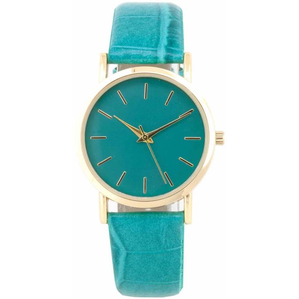 Women's Turquoise Marker Watch, Faux Croc Band