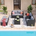 thumbnail image 2 of ClouddWell 4 Seat Outdoor Patio Furniture Set, Patio Conversation Sets with Thick Waterproof Cushions & Storage Coffee Table(Grey), 2 of 6