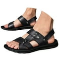 thumbnail image 2 of Leozcaa Men's Leather Fashion Sandals Open Toe Slingback Slip-On Beach Sandals Non-Slip Slide Sandals, 2 of 6