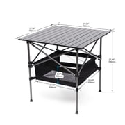 Camp Foldable Camping Table,Rectangle Patio Outdoor Dining Table Wood Tabletop with Bottom Storage Bag,Suitable for 4 People