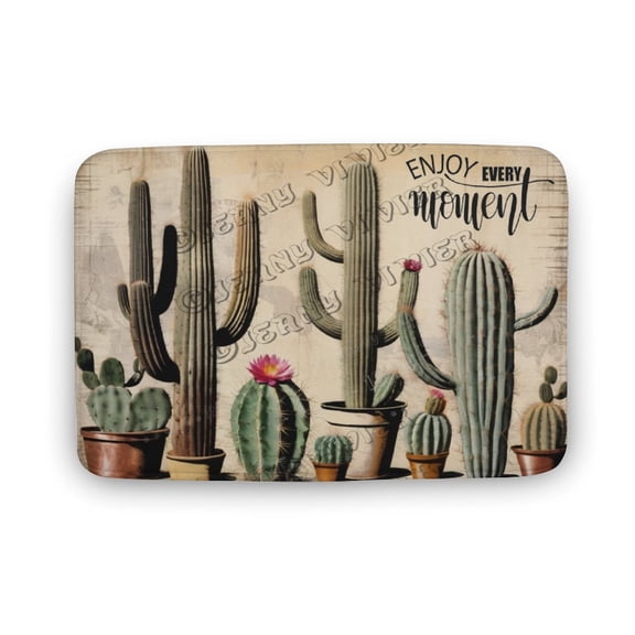 Cactus Enjoy Every Moment Rustic Farmhouse Bath Mat,Bath Rug for Bathroom,Bath Mat Soft Non Slip Bath Rugs 16"x24"