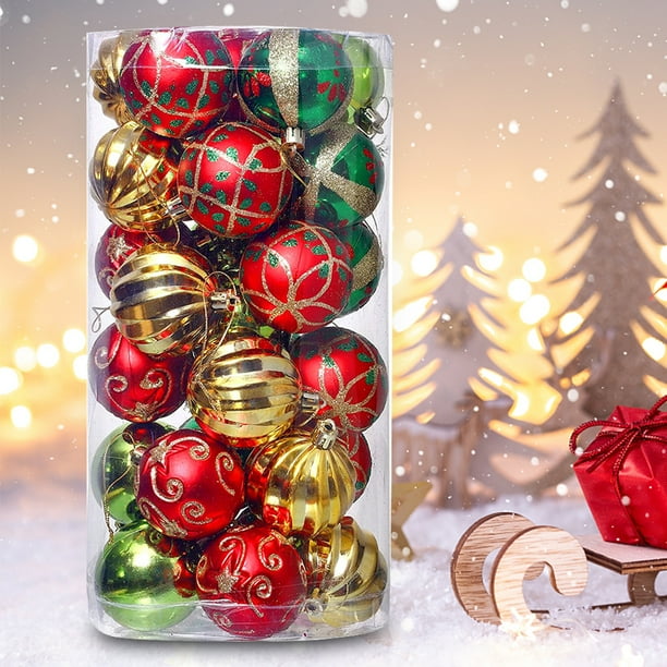 Bolas De Navidad Brillantes - 12 Unidades, 6cm, PVC Irrompible, Varios Colores, Para Árbol Decoración