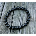 thumbnail image 2 of Natural Black Jasper 8mm Round Shape Smooth Cut Beads Stretchable Bracelet for Men & Women., 2 of 3