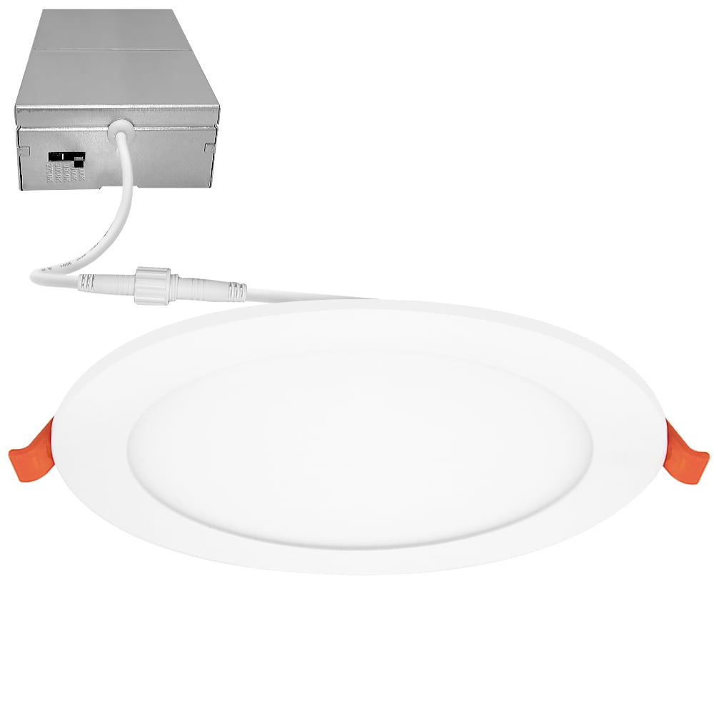6 in. Slim Round Recessed LED Downlight, Canless IC Rated, 1050 Lumens, 5 CCT Color Selectable 2700K-5000K