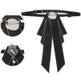 thumbnail image 3 of DARING DIVA Women's Elegant Ribbon Rhinestone Bow Ties Black, 3 of 5