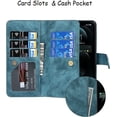 thumbnail image 6 of Wallet Case Compatible with iPhone 12 Pro/iPhone 12 Case,[6 Card Slots] [Wrist Strap] [Stand Feature] Detachable 2 in 1 Magnetic Leather Cover Shockproof Slim Case for iPhone 12 Pro,6.1" Blue, 6 of 18