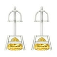 thumbnail image 4 of 14K Solid Gold Screw Back Stud Earrings for Women | 2 cttw Princess Cut Simulated Yellow Diamond | White Gold, 4 of 5