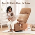 thumbnail image 4 of MAMAZING Nursery Chair Silent Rocking Ergonomic Removable Swivel Glider Recliner, Adjustable Armrests & Headrest, Brown, 4 of 11
