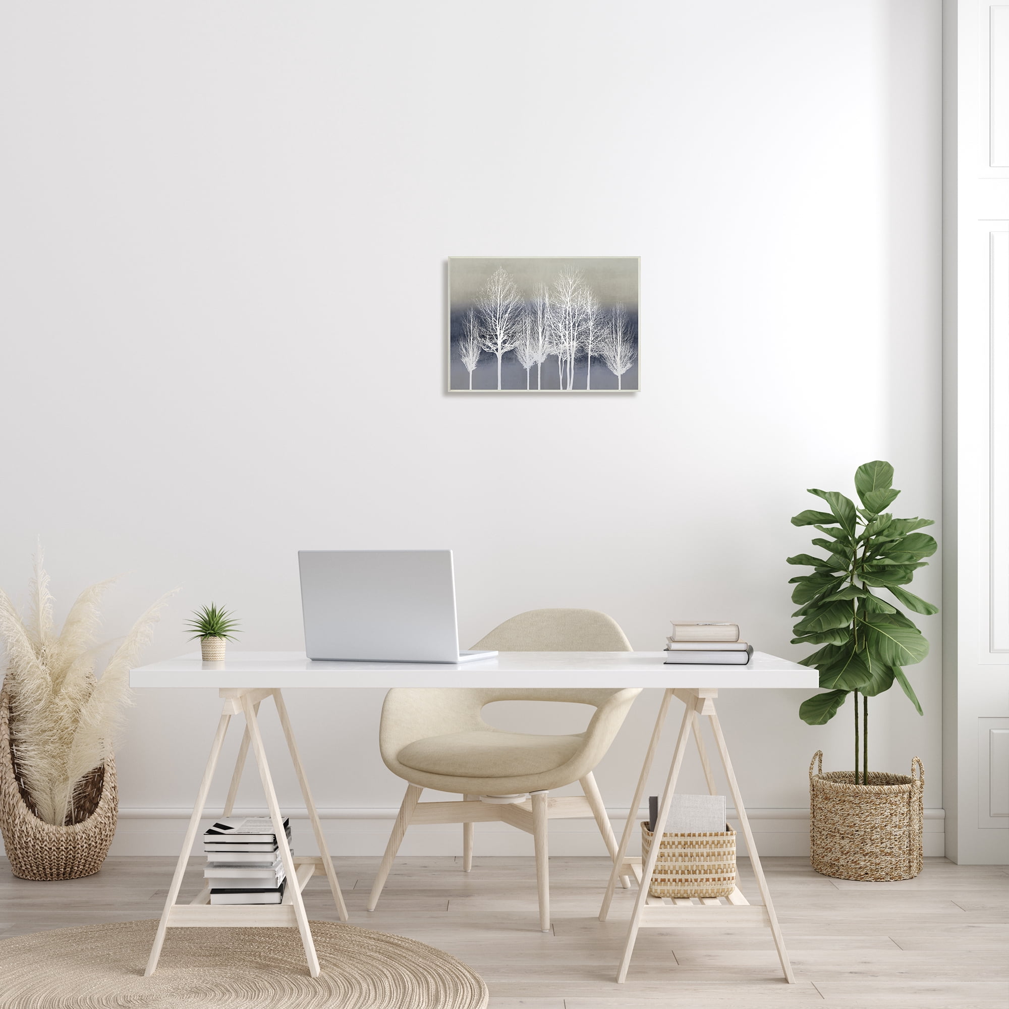 Stupell Industries Modern Tree Forest Winter Landscape over Pattern, 13 x 19, Designed by Kate Bennett