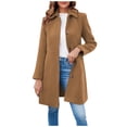 thumbnail image 2 of Stylish Women's Elegant Single Breasted Long Sleeve Lapel Winter Coat for Formal Events, Winter Occasions, and Christmas Celebrations,Brown,S, 2 of 7
