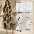 thumbnail image 6 of Xoenoiee Brown Leopard Print Women Zipper Robe Long Sleeve Loungewear Dress Full Length Sleepwear Pockets Housecoat Nightgown Long Bathrobe, Size 4XL, 6 of 7