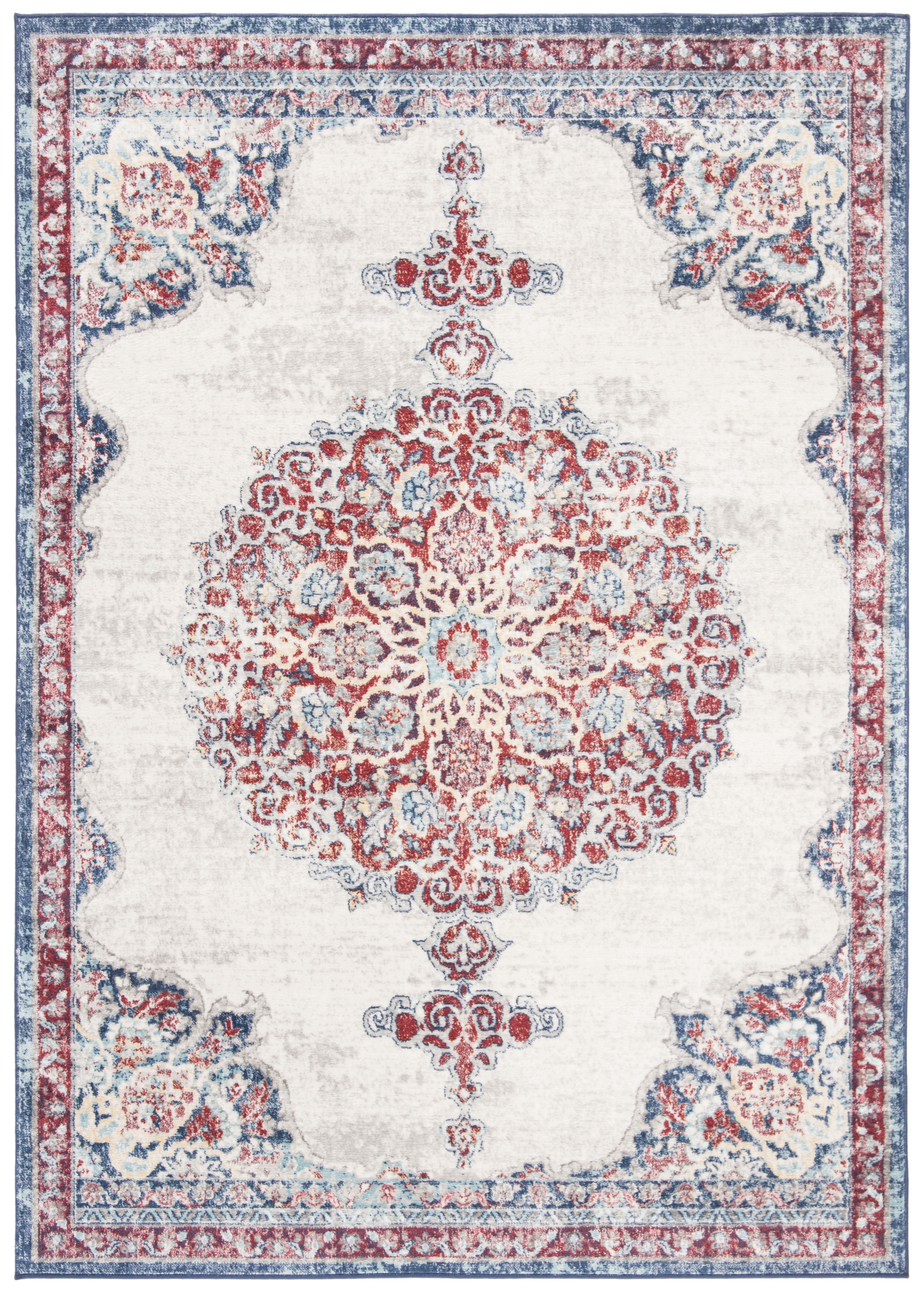 SAFAVIEH Brentwood Cahal Oriental Area Rug, Ivory/Red, 5'3" x 7'6"