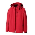 thumbnail image 3 of Sentmoon Mens Winter Jacket Solid Color Long Sleeve Drawstring Men Winter Coat Plus Size Zipper Windbreaker Waterproof Mens Hoodies with Pockets Fall Comfy for Travel and Hiking Red XXXXXL, 3 of 7