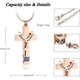 thumbnail image 2 of Cremation Necklace Double Cross Urn Jewelry and Crystal Cube Memorial Ashes Urn Pendant Necklace Keepsake Jewelry for Adult Ashes with Birthstone (Blue), 2 of 7