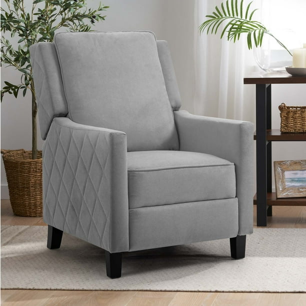 AVAWING Push Back Recliner Chair, Linen Wing Back Chairs with Arms, Mid