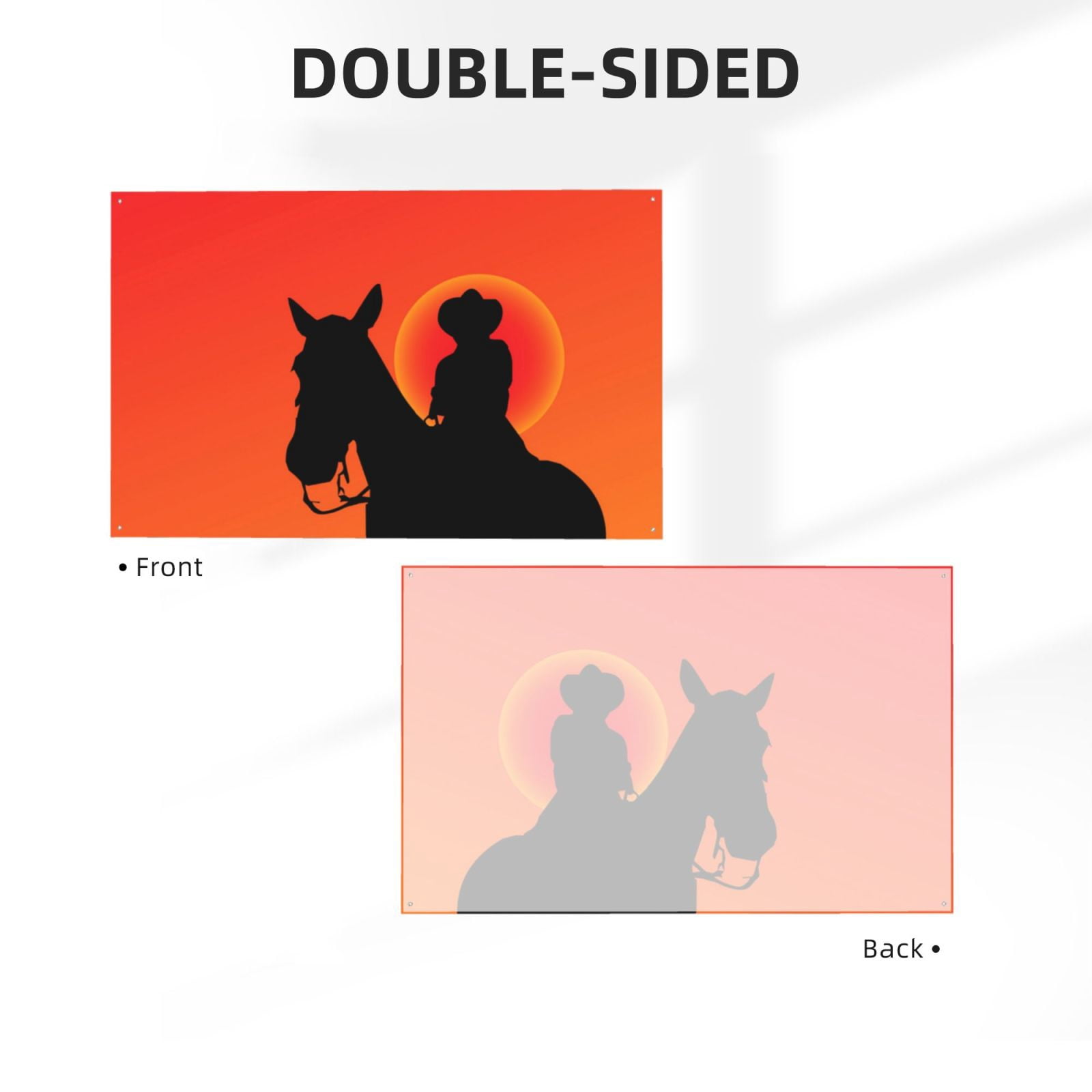 Cowboy Silhouettes Western Horse Four Hole Decorated Banner Flag for Garden Yard Home Decoration Indoor Outdoor 4x6 Ft