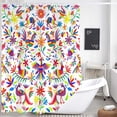 thumbnail image 3 of Mexico Floral Shower Curtain for Bathroom, Traditional Mexican Bluebird Otomi Style Bright Pattern Bath Curtains, Paisley Flowers Ethnic Color Fabric Modern Bathroom Accessories with Hooks, 3 of 5