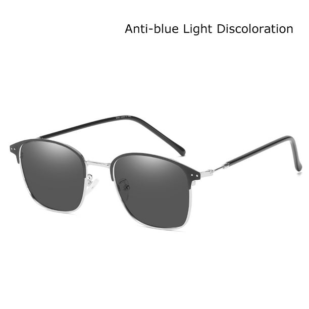 Antiblue Light Glasses with Discoloration Flat Lens Square Metal Frame