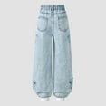 thumbnail image 4 of lnmuld Winter Pants Star Patch Wide Leg Jeans for Boys and Girls Size:9-10 Years, 4 of 7
