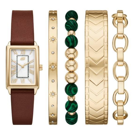 Skechers Women's Sets Analog Brown Polyurethane Watch