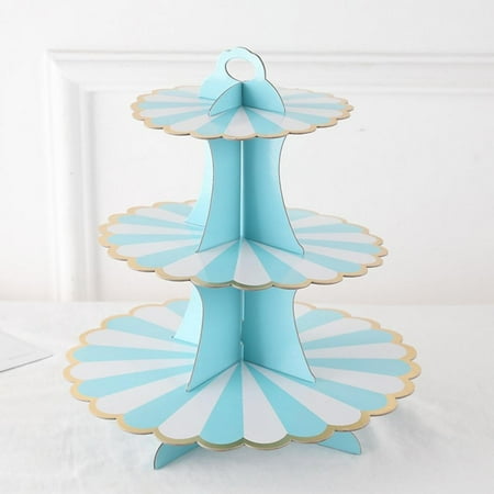 

Pink Blue 3-Tier Cardboard Cupcake Stand for Cupcakes Perfect And Large Cake for Birthday Wedding Party
