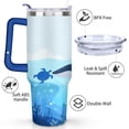 thumbnail image 3 of 40oz Cute Ocean Life Turtle Stainless Steel Flip Straw Tumbler Spill Proof Travel Cup Double Wall Vacuum Insulated Coffee Mug with Top Handle, 3 of 6