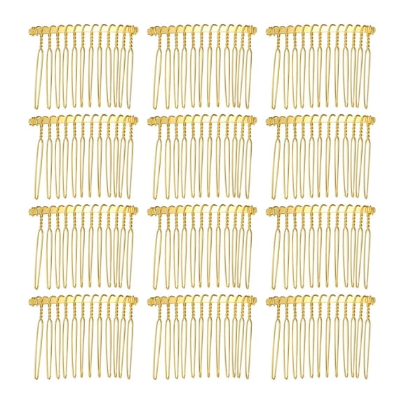 Unique Bargains 12 Pcs No Slip Hair Side Combs Accessories Metal 2" Gold