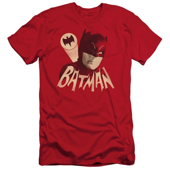 Batman Classic TV Bat Signal S/S Adult 30/1 T-Shirt-Red