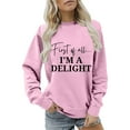 thumbnail image 4 of VISALY Pullover Crewneck Sweatshirt Graphic Sweatshirts Sweatshirt for Women Funny Letter Shirts Long Sleeve Pullover Fleece Sweaters Casual Sweaters Women's Pullovers Solid Sweatshirt Pink S, 4 of 6