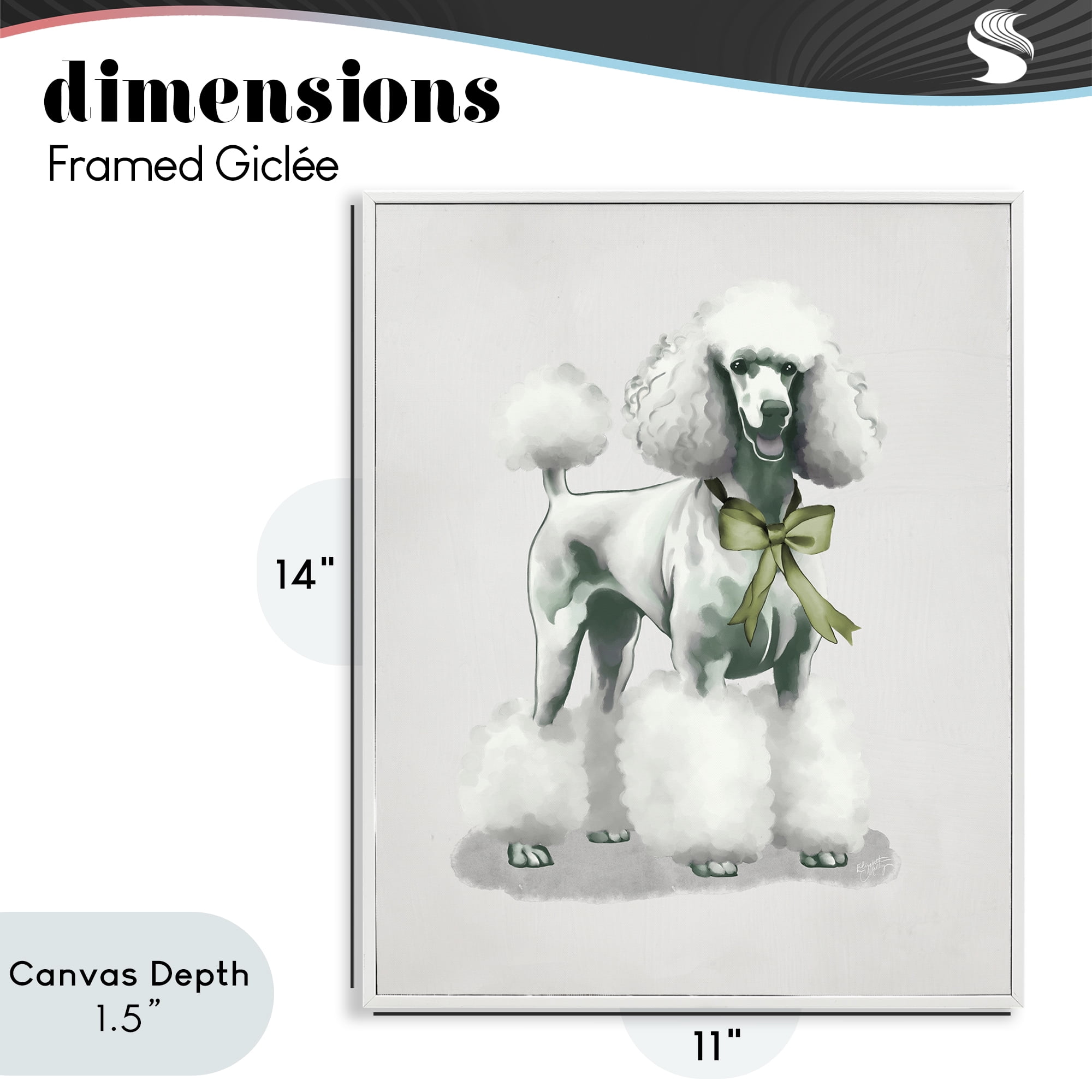 Stupell Industries Graceful Poodle & Ribbon White Framed Giclee Art, design by Elizabeth Medley