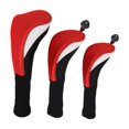 thumbnail image 3 of 3 fundas para cabezas de palos de golf, fundas de madera para cabezas de golf con n. degree intercambiables Rojo blanco, 3 of 9