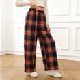 thumbnail image 2 of Huowey Child Toddler Girls Classic Plaid Pants Wide Leg Casual Baggy Elastic High Waisted Sportswear Trousers Spring Summer Fashionable Cozy Beach Sweatpants Stylish Streetwear,Orange,7-8 Years, 2 of 6