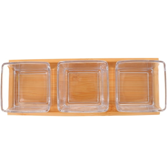 CATIEBYE 1 Set Bamboo Trays for Serving Food Glass Snack Serving Tray for Family