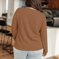 thumbnail image 4 of Plus Size Neck T Shirts Women Long Sleeve Tops Casual Summer Tshirts Loose Fit Tee Coffee Women Blending Shirts Women's Long Sleeve T-Shirt(XXXXXL), 4 of 6