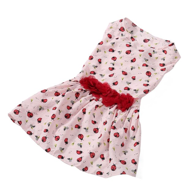 Vestido de Perro Perro Lindo Mariquita y Hierba Patrón Cómodo Transpirable Cómodo Elástico para Perros Pequeños Gatos Perro Primavera Verano Rosa ANGGREK Otros