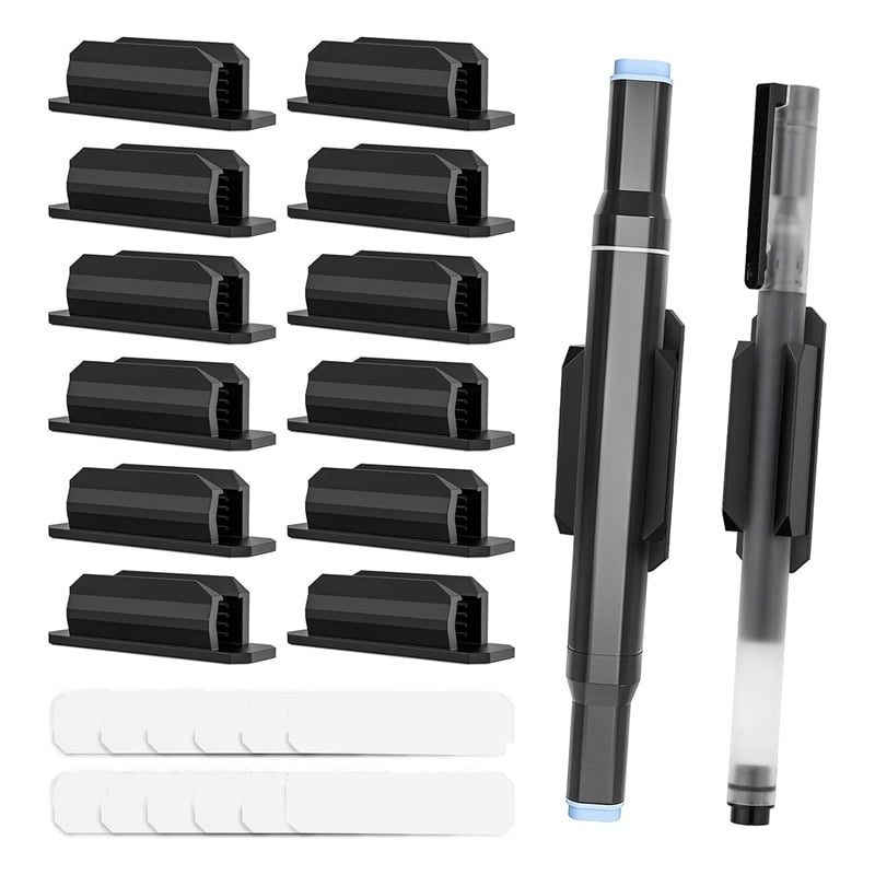 64Pack Adhesive Pen Holder Clipboard Pen Holder Stick on Pencil Holder Self Adhesive Silicone Pencil Marker Clip