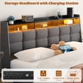 thumbnail image 5 of Aheaplus Queen Size Bed Frame with Drawers Charging Station LED Light, Upholstered Queen Bed Frame with Storage Headboard, Heavy Duty Wood Slats, No Box Spring Needed, Noise Free, Gray, 5 of 7